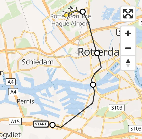 Vlucht Politiehelikopter PH-PXE van Pernis naar Rotterdam The Hague Airport op dinsdag 22 oktober 2024 17:32