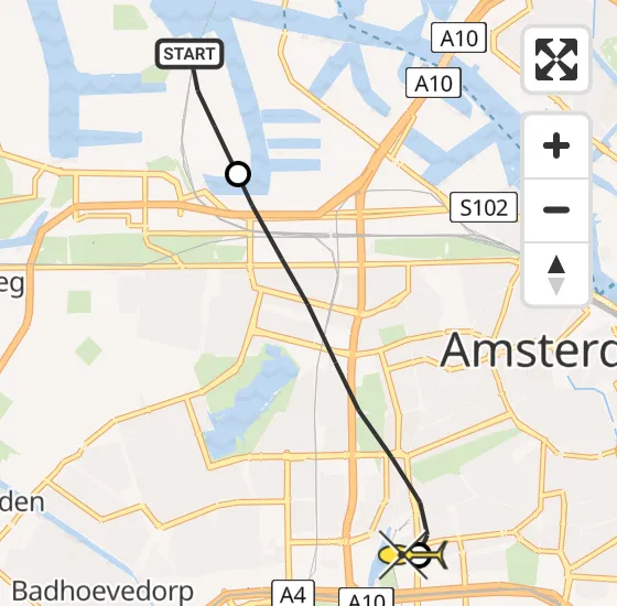 Vlucht Traumahelikopter PH-LLN van Amsterdam Heliport naar VU Medisch Centrum Amsterdam op dinsdag 22 oktober 2024 17:54