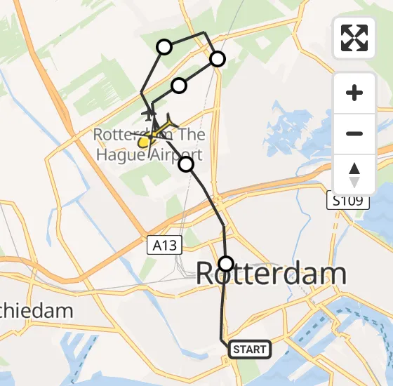 Vlucht Traumahelikopter PH-HVB van Erasmus MC naar Rotterdam The Hague Airport op dinsdag 22 oktober 2024 18:53