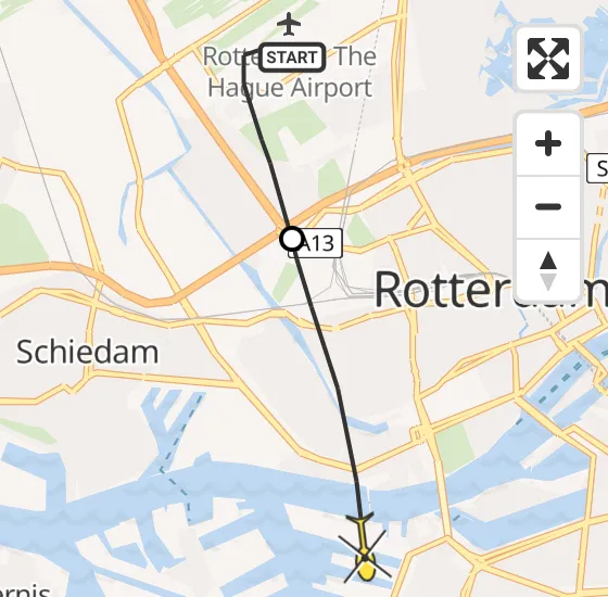 Vlucht Politiehelikopter PH-PXB van Rotterdam The Hague Airport naar Rotterdam op dinsdag 22 oktober 2024 19:54