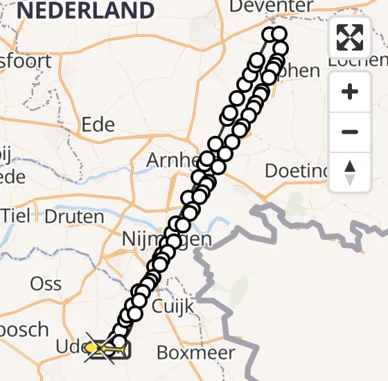 Vlucht Traumahelikopter PH-MAA van Vliegbasis Volkel naar Vliegbasis Volkel op dinsdag 22 oktober 2024 20:17