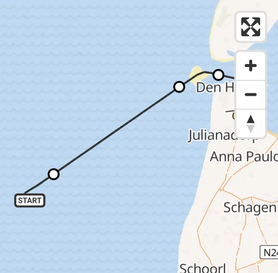 Vlucht Kustwachthelikopter PH-SAR van  naar Vliegveld De Kooy op dinsdag 22 oktober 2024 20:21