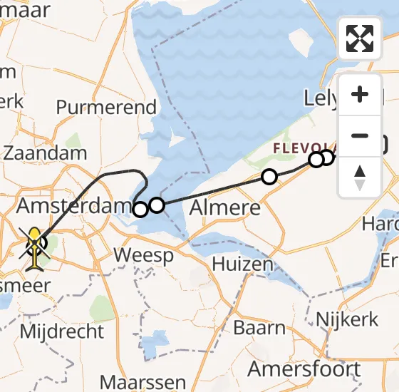 Vlucht Politiehelikopter PH-PXX van Lelystad Airport naar Schiphol op dinsdag 22 oktober 2024 21:07
