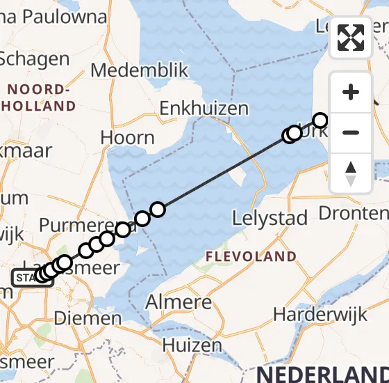 Vlucht Traumahelikopter PH-LLN van Amsterdam Heliport naar Emmeloord op dinsdag 22 oktober 2024 21:36