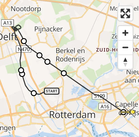 Vlucht Politiehelikopter PH-PXE van Rotterdam The Hague Airport naar Capelle aan den IJssel op woensdag 23 oktober 2024 11:35