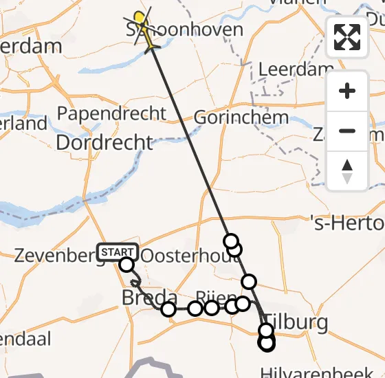 Vlucht Politiehelikopter PH-PXE van Terheijden naar Bergambacht op woensdag 23 oktober 2024 12:11