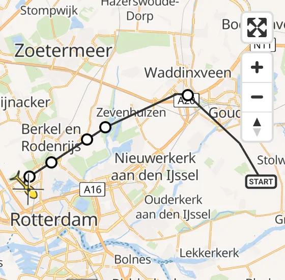 Vlucht Politiehelikopter PH-PXE van Stolwijk naar Rotterdam The Hague Airport op woensdag 23 oktober 2024 12:41