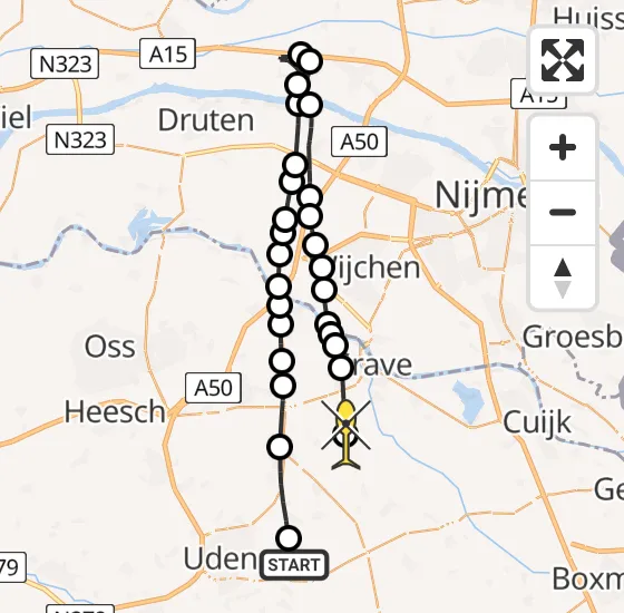 Vlucht Traumahelikopter PH-MAA van Vliegbasis Volkel naar Langenboom op woensdag 23 oktober 2024 14:23