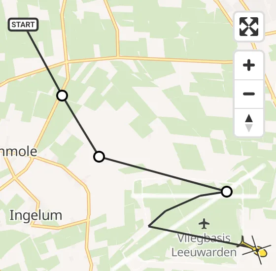 Vlucht Ambulancehelikopter PH-OOP van Vrouwenparochie naar Vliegbasis Leeuwarden op woensdag 23 oktober 2024 15:27