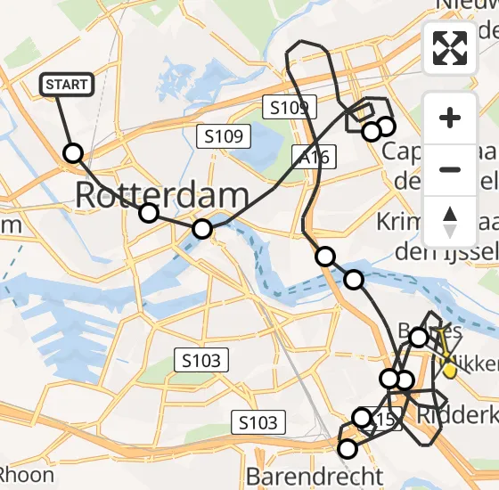 Vlucht Politiehelikopter PH-PXB van Rotterdam The Hague Airport naar Ridderkerk op woensdag 23 oktober 2024 15:51