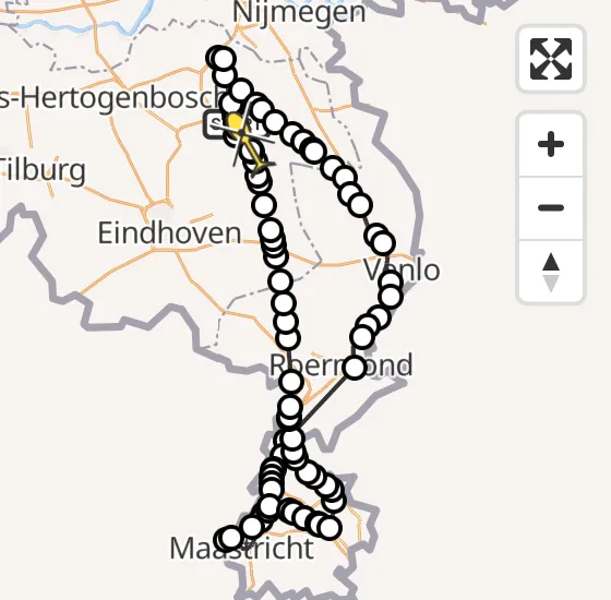 Vlucht Politiehelikopter PH-PXA van Vliegbasis Volkel naar Boekel op woensdag 23 oktober 2024 16:15