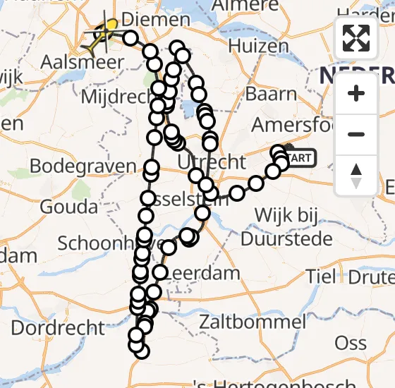 Vlucht Politiehelikopter PH-PXX van Leusden naar Schiphol op woensdag 23 oktober 2024 16:26