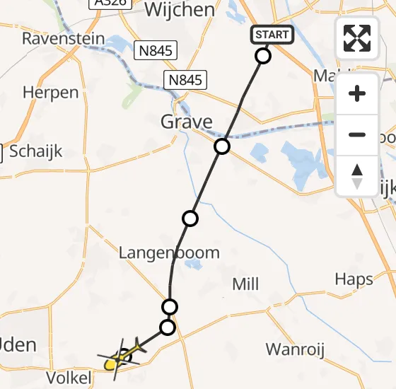 Vlucht Traumahelikopter PH-MAA van Nijmegen naar Vliegbasis Volkel op woensdag 23 oktober 2024 16:28