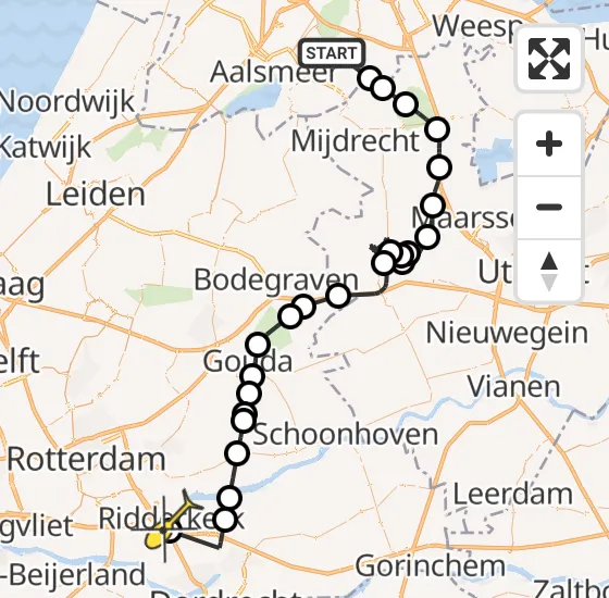 Vlucht Politiehelikopter PH-PXE van Amstelveen naar Ridderkerk op woensdag 23 oktober 2024 17:54