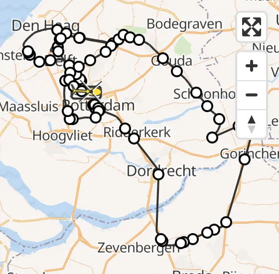 Vlucht Politiehelikopter PH-PXB van Rotterdam The Hague Airport naar Rotterdam The Hague Airport op woensdag 23 oktober 2024 19:40