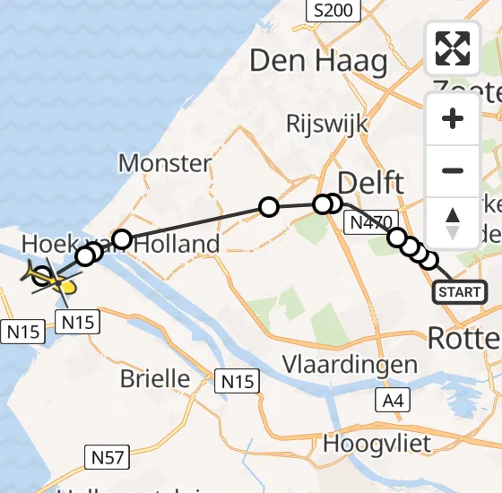 Vlucht Politiehelikopter PH-PXE van Rotterdam The Hague Airport naar Maasvlakte Heliport op woensdag 23 oktober 2024 20:40