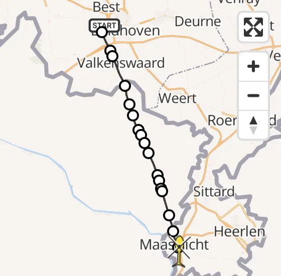 Vlucht Traumahelikopter PH-HVB van Eindhoven Airport naar Maastricht UMC+ op woensdag 23 oktober 2024 23:33