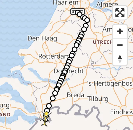 Vlucht Politiehelikopter PH-PXX van Schiphol naar Ossendrecht op donderdag 24 oktober 2024 9:17