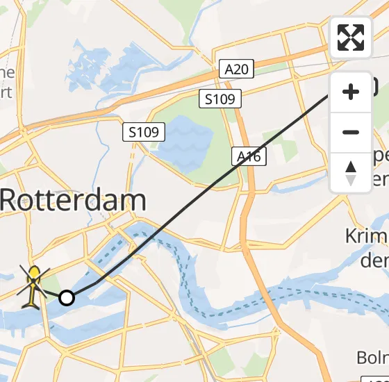 Vlucht Traumahelikopter PH-HVB van Capelle aan den IJssel naar Erasmus MC op donderdag 24 oktober 2024 10:58