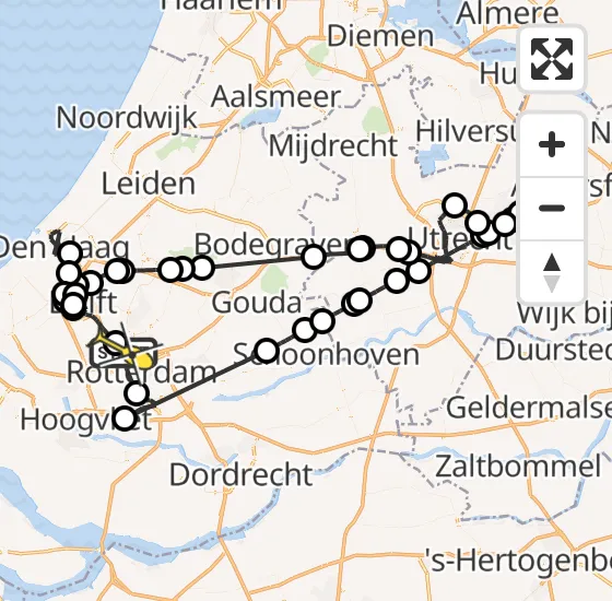 Vlucht Politiehelikopter PH-PXE van Rotterdam The Hague Airport naar Rotterdam The Hague Airport op donderdag 24 oktober 2024 12:02