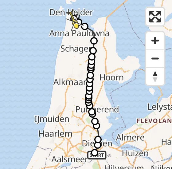 Vlucht Kustwachthelikopter PH-SAR van Academisch Medisch Centrum (AMC) naar Vliegveld De Kooy op donderdag 24 oktober 2024 13:12