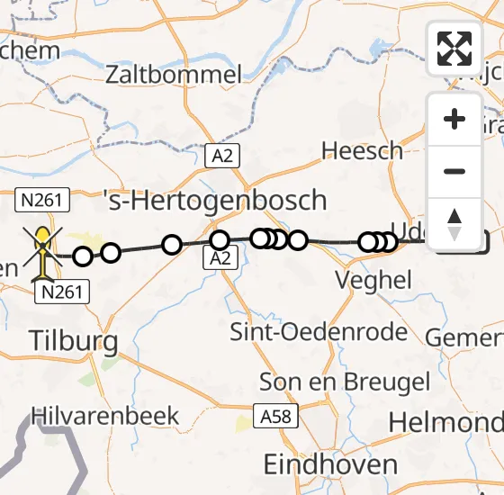 Vlucht Traumahelikopter PH-MAA van Vliegbasis Volkel naar Loon op Zand op donderdag 24 oktober 2024 13:54