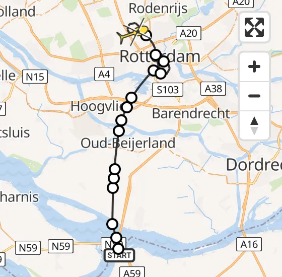 Vlucht Politiehelikopter PH-PXX van Willemstad naar Rotterdam The Hague Airport op donderdag 24 oktober 2024 14:53