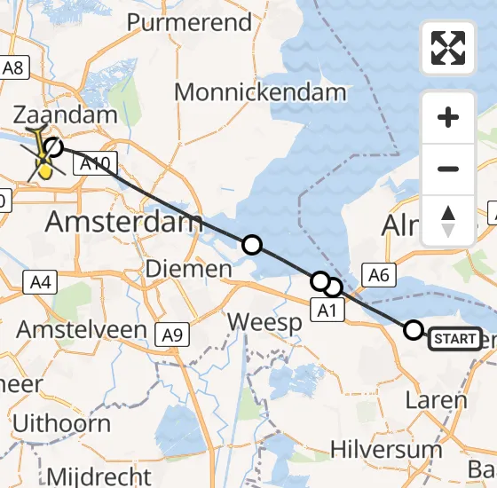 Vlucht Traumahelikopter PH-LLN van Huizen naar Amsterdam Heliport op donderdag 24 oktober 2024 14:58