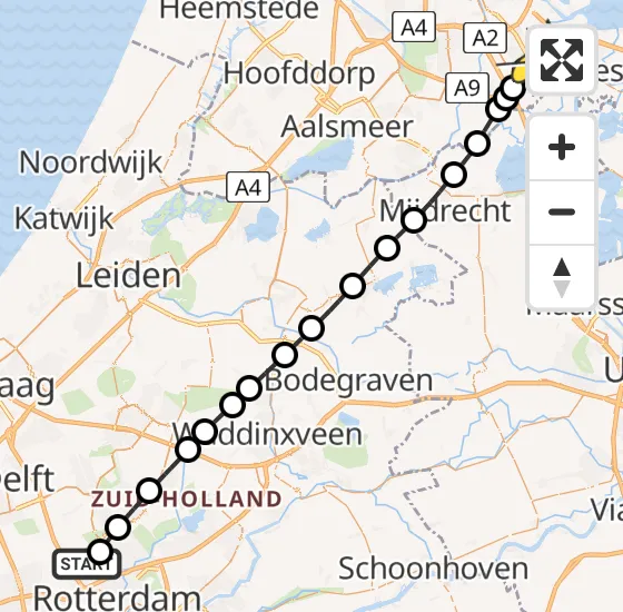 Vlucht Traumahelikopter PH-HVB van Rotterdam The Hague Airport naar Amsterdam op donderdag 24 oktober 2024 18:01