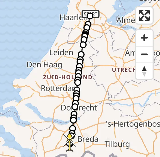 Vlucht Traumahelikopter PH-LLN van Amsterdam Heliport naar Hoeven op donderdag 24 oktober 2024 18:30