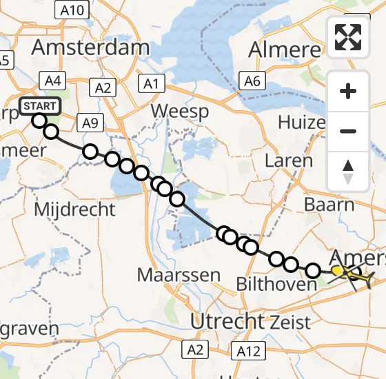 Vlucht Politiehelikopter PH-PXX van Schiphol naar Amersfoort op donderdag 24 oktober 2024 18:46