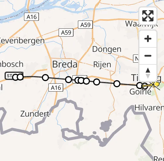 Vlucht Traumahelikopter PH-LLN van Hoeven naar Tilburg op donderdag 24 oktober 2024 19:14