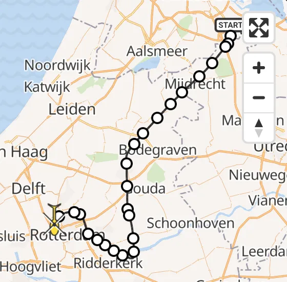 Vlucht Traumahelikopter PH-HVB van Amsterdam naar Rotterdam The Hague Airport op donderdag 24 oktober 2024 19:14