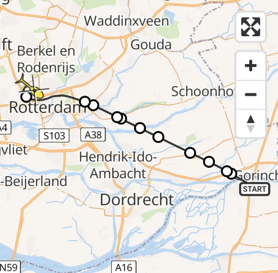 Vlucht Politiehelikopter PH-PXB van Sleeuwijk naar Rotterdam The Hague Airport op donderdag 24 oktober 2024 19:42