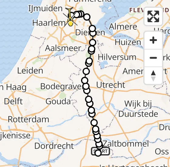 Vlucht Traumahelikopter PH-LLN van Andel naar Amsterdam Heliport op donderdag 24 oktober 2024 19:53