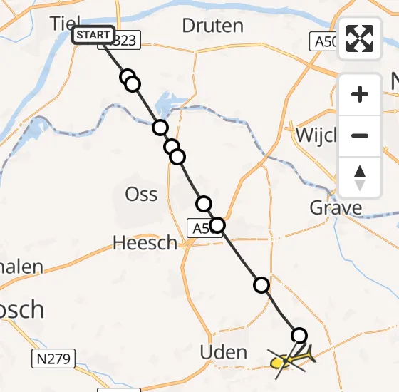 Vlucht Traumahelikopter PH-MAA van Wamel naar Vliegbasis Volkel op vrijdag 25 oktober 2024 8:34