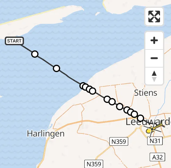 Vlucht Ambulancehelikopter PH-OOP van Formerum naar Leeuwarden op vrijdag 25 oktober 2024 9:25