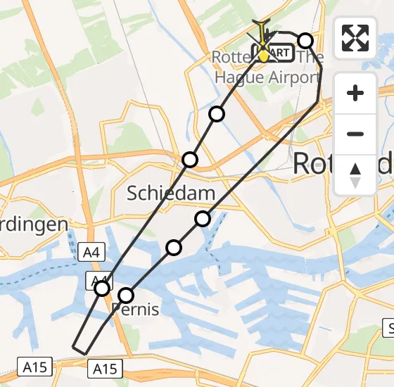 Vlucht Traumahelikopter PH-HVB van Rotterdam The Hague Airport naar Rotterdam The Hague Airport op vrijdag 25 oktober 2024 10:01
