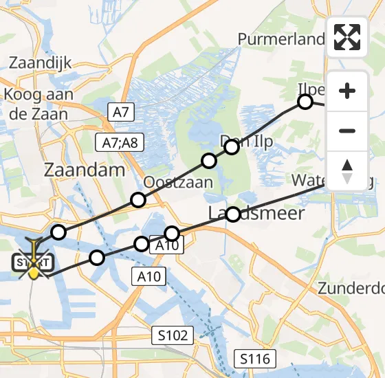 Vlucht Traumahelikopter PH-LLN van Amsterdam Heliport naar Amsterdam Heliport op vrijdag 25 oktober 2024 11:10