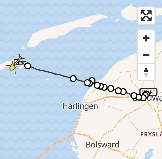 Vlucht Ambulancehelikopter PH-OOP van Vliegbasis Leeuwarden naar Vlieland Heliport op vrijdag 25 oktober 2024 11:10