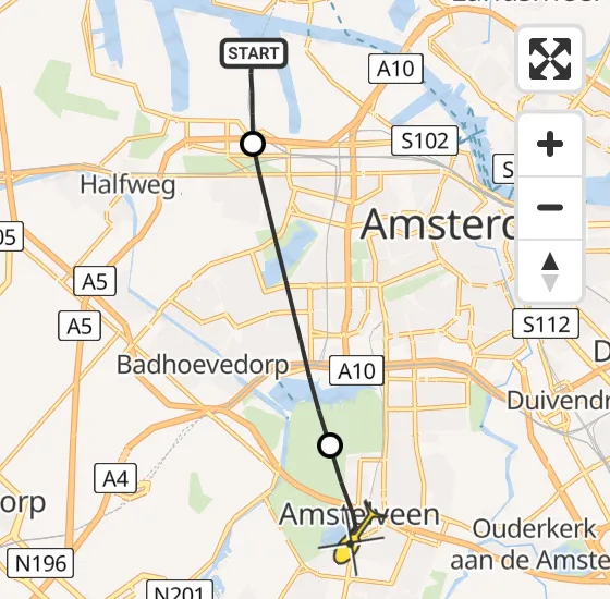 Vlucht Traumahelikopter PH-LLN van Amsterdam Heliport naar Amstelveen op vrijdag 25 oktober 2024 11:38