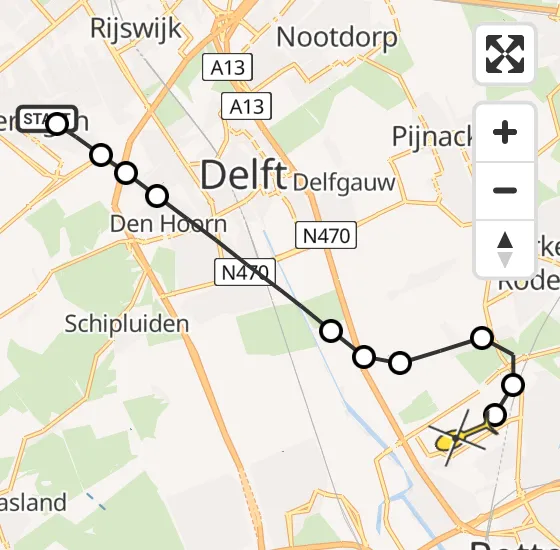 Vlucht Traumahelikopter PH-HVB van Wateringen naar Rotterdam The Hague Airport op vrijdag 25 oktober 2024 11:49