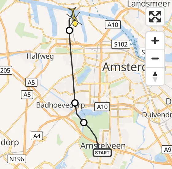 Vlucht Traumahelikopter PH-LLN van Amstelveen naar Amsterdam Heliport op vrijdag 25 oktober 2024 12:00