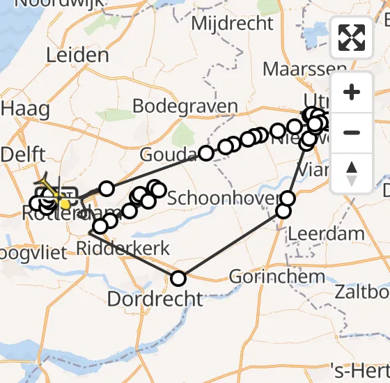 Vlucht Politiehelikopter PH-PXB van Rotterdam The Hague Airport naar Rotterdam The Hague Airport op vrijdag 25 oktober 2024 15:33