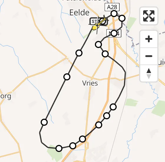 Vlucht Traumahelikopter PH-TTR van Groningen Airport Eelde naar Groningen Airport Eelde op vrijdag 25 oktober 2024 15:55