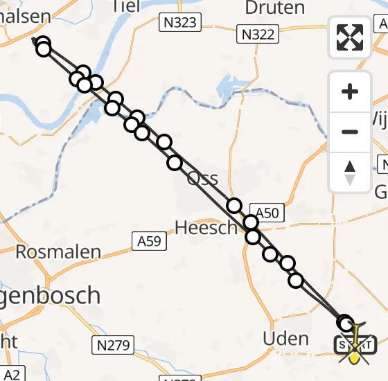 Vlucht Traumahelikopter PH-MAA van Vliegbasis Volkel naar Vliegbasis Volkel op vrijdag 25 oktober 2024 16:04