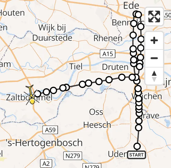 Vlucht Traumahelikopter PH-MAA van Vliegbasis Volkel naar Zaltbommel op vrijdag 25 oktober 2024 17:49