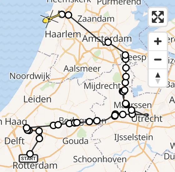 Vlucht Politiehelikopter PH-PXB van Rotterdam The Hague Airport naar IJmuiden op vrijdag 25 oktober 2024 19:15