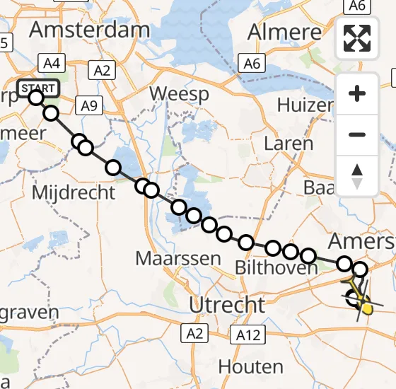 Vlucht Politiehelikopter PH-PXX van Schiphol naar Leusden op vrijdag 25 oktober 2024 19:19