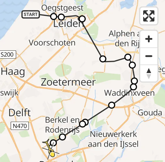 Vlucht Politiehelikopter PH-PXB van Wassenaar naar Rotterdam The Hague Airport op vrijdag 25 oktober 2024 20:26